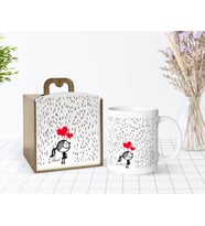 BK Gift Kişiye Özel Ahşap Kutuda Aşık Çöp Kadın Tasarımlı Beyaz Kupa Bardak-2