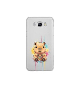 Samsung Galaxy J7 2016 ile Uyumlu Splash Kapibara Tasarımlı Şeffaf Silikon Kılıf