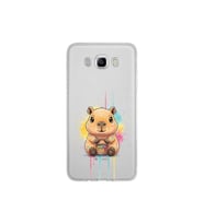 Samsung Galaxy J7 2016 ile Uyumlu Splash Kapibara Tasarımlı Şeffaf Silikon Kılıf
