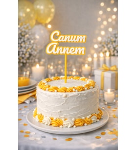 Türk Ailem Pasta Süsleme Seti  Çok Renkli 3D - Canım Annem