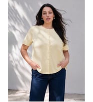 LCW Curve Ekru Büyük Beden Süslü Düğmeli Kadın Triko Hırka