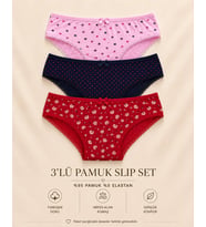 Intive Comfort Desenli Lacivert/Pembe/Kırmızı 3'lü Slip/Külot Set