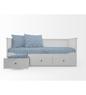 70x140 Lastikli Ranforce Bebek Çarşaf Takımı-Mavi Yıldızlı (Mavi / 70C)