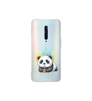 Oppo Reno 2Z ile Uyumlu Splash Panda Tasarımlı Şeffaf Silikon Kılıf