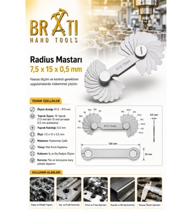 Radius Mastarı 7,5 x 15 x 0,5 mm