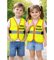 FERMUARLI REFLEKTÖRLÜ ÇOCUK ETKİNLİK YELEĞİ (isim baskısı yapılır) (Y.Yeşil)
