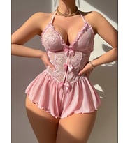 Fantezia Night Kadın Pembe Fiyonk Detaylı Fantezi Kostüm 2309