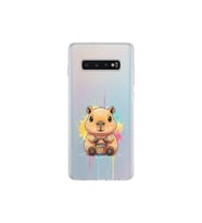 Samsung Galaxy S10 Plus ile Uyumlu Splash Kapibara Tasarımlı Şeffaf Silikon Kılıf