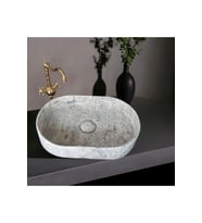Feza Gümüş Traverten Gizli Giderli Oval Lavabo-165