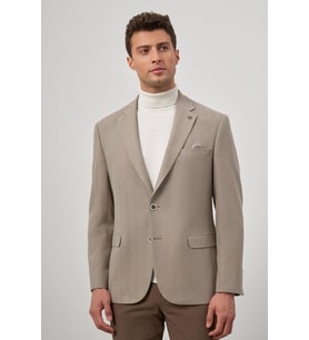 Sütlü Kahverengi Baskılı Mono Yaka 4 Drop Comfort Fit Classic Ceket 1002245157