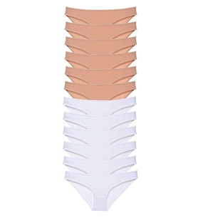 12 adet Süper Eko Set Likralı Kadın Slip Külot Ten Beyaz