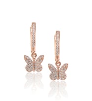 Kelebek Model Zirkon Taşlı Rose Kaplama Bayan Gümüş Küpe 201022764