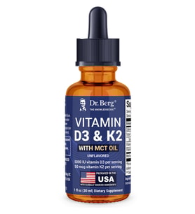 Vitamin D3 and K2 Liquid with MCT Oil – Unflavored – 1 fl oz