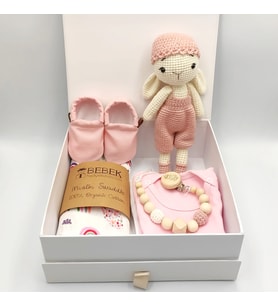 Yenidoğan Kız Bebek Hediyesi- 6 Parça Kız Bebek Seti (Pudra Pembe)