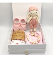 Yenidoğan Kız Bebek Hediyesi- 6 Parça Kız Bebek Seti (Pudra Pembe)