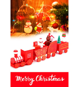 Yılbaşı Süsü Dekoratif Ahşap Noel Treni - Dekoratif ve Hediyelik  20 cm (Kırmızı)