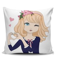 Alkanhomes Fashion Girl Dijital Baskılı Kırlent Kılıfı