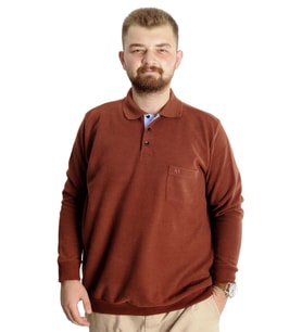 Mode XL Büyük Beden Erkek Sweat Polo Selanik Basic 20441 Tarçın