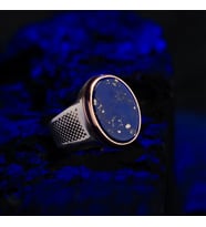 Lapis Lazuli Taşlı Oval Kasa 925 Ayar Gümüş Erkek Yüzük