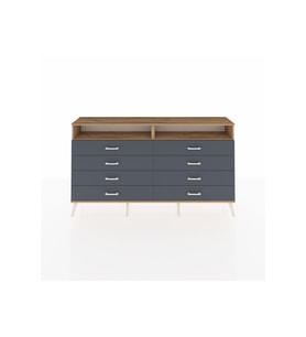 Arges Konsol 2 Raflı 8 Çekmeceli  176x30x99 Çam-Çam/Antrasit