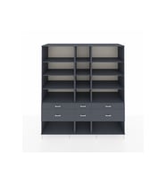 Kronos Dolap 12 Raflı 6 Çekmeceli  220x59x243 Antrasit-Antrasit/Antrasit