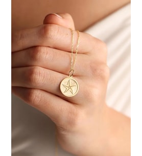 Kişiye Özel 925 Ayar Gümüş Şık Deniz Yıldızı Model Kolye (Gold)