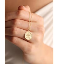 Kişiye Özel 925 Ayar Gümüş Şık Deniz Yıldızı Model Kolye (Gold)