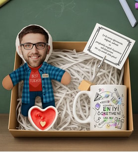 BK Gift Kişiye Özel Erkek Öğretmen Bebek Yastık & Kupa Bardak & Mum & Notluk -6, Öğretmenler Günü, Öğretmene Hediye