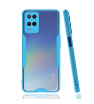 Ceponya Oppo A54 4G Kılıf Kamera Korumalı Arkası Şeffaf Silikon (Mavi)