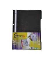 Bafix Telli A4 için Plastik Dosya 50'li - Siyah (50 Li Paket)