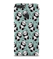 Huawei P Smart Uyumlu Lansman Kılıf Panda Tasarımlı İçi Kadife Kapak-Turkuaz (Şeffaf)