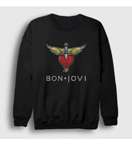 Presmono Unisex Siyah Logo Bon Jovi Sweatshirt 20331tt
