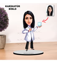 KİŞİYE ÖZEL KARİKATÜR DİŞÇİ, DİŞ TEKNİSYENİ  TASARIMLI KADIN BİBLO XKBK6