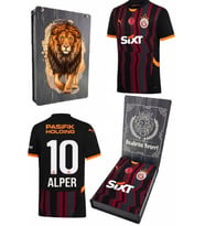 Galatasaray Orijinal Lisanslı Kişiye Özel 2024/25 Alternatif Siyah Forma Hediyelik Ahşap Kutu (Kırmızı-Siyah)