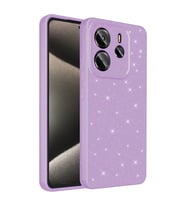 Xiaomi Redmi Note 14 Kılıf Kamera Korumalı Simli Lüks Işıltılı Silikon (Lila)