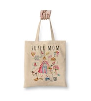 Supermom Süperanne Anneler Günü 02 Beyaz Bez Çanta Uzun Saplı Alışveriş Çantası Plaj Çantası