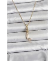316L Çelik Zincir Gold Renk Zirkon Taşlı Deniz Kızı Model Kadın Kolye - TJ-BKO11024