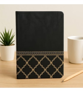 Kişiye Özel Siyah Desenli Çizgili Deri Defter