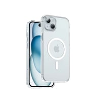 Fuchsia iPhone 15 ile Uyumlu Plus Manyetik Şarj Non-Yellow Şeffaf Kılıf