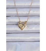 316L Çelik Zincir Renk Zirkon Taşlı Mıknatıslı Kalp Kolye TJ-BKO9081