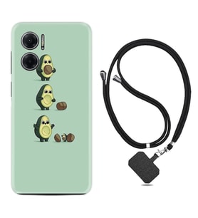 Xiaomi Redmi Note 11E Kılıf Resimli Boyun Askılı İpli Desenli Silikon Avokadılar 1352