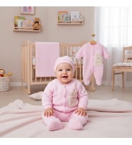 KIZ BEBEK JAKARLI WELSOFT  TULUM ZIBIN BERE VE BATTANİYELİ 5 Lİ TAKIM (Pembe)