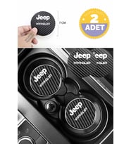 Jeep Wrangler Karbon 7 cm Bardak Altlığı Jeep Wrangler Amblemli Dayanıklı ve Şık 2 Adet