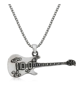 Gümüş Elektro Gitar Erkek Kolye