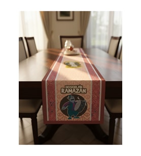 Ramazan Ayı Motifli Dijital Baskılı Runner Masa Örtüsü 40x140 cm