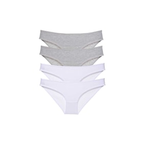 4 adet Süper Eko Set Likralı Kadın Slip Külot Gri Beyaz