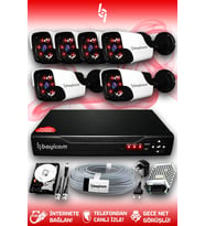 BAYICAM 6 Kameralı Panda 6 Dış Kamera Set 250 GB HDD Full HD Gece Görüşlü Güvenlik Kamerası Sistemi