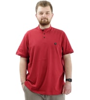 Mode XL Büyük Beden Erkek Tişört Düğmeli Hakim Yaka T-Shirt U24339 Bordo