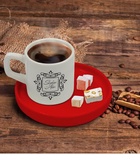 BK Gift Kişiye Özel Kırmızı Sunum Tabaklı İsimli Türk Kahvesi Fincanı Model 1
