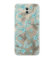 Huawei Mate 20 Lite  Kamera korumalı Kapak Floral Su Yeşili Tasarımlı  Şeffaf Kılıf